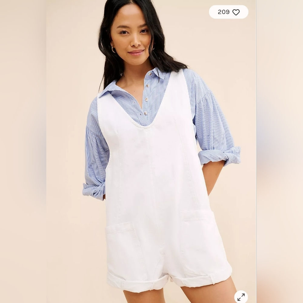 Free People Hi Roller Denim Shortalls